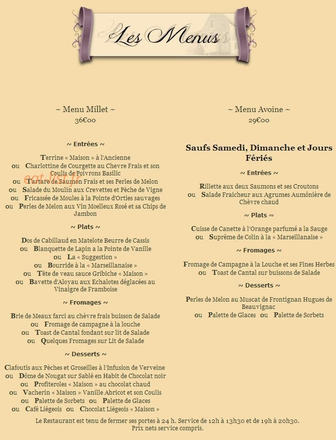 Au moulin de flagy — carte page 1