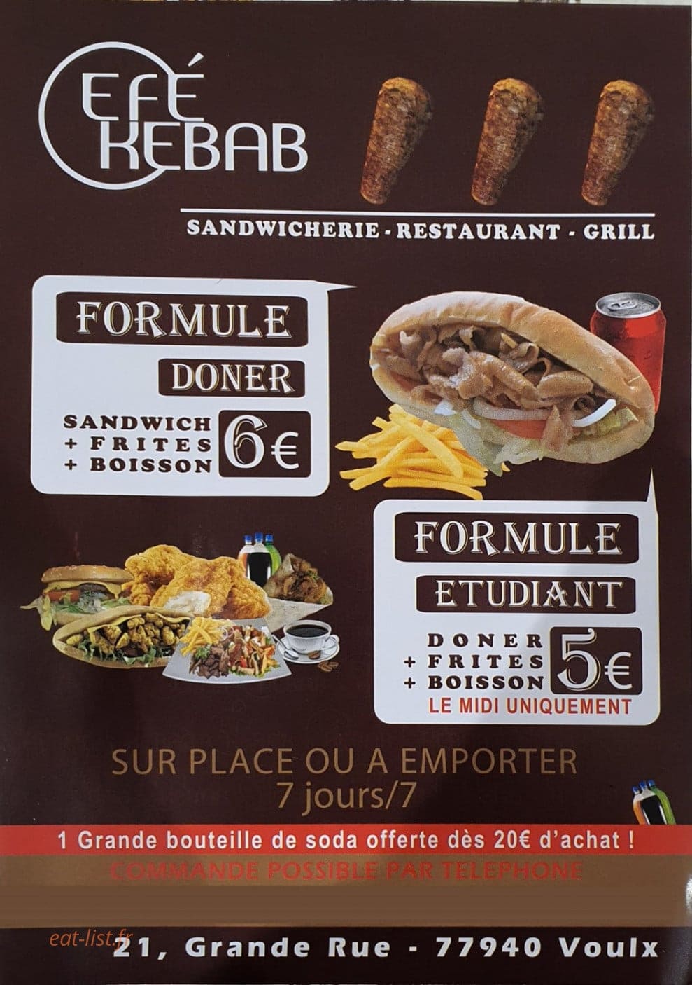 Efe Kebab — carte page 1