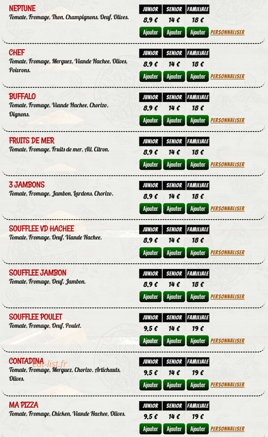 Pizza Nova — carte page 2