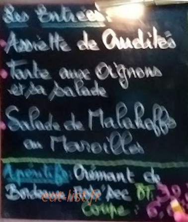 Carte et menu de Au petit Voisenon à Voisenon — Exemple de menu