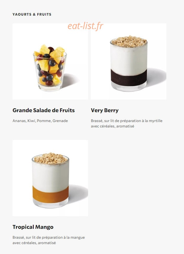 Starbucks Coffee — carte page 27