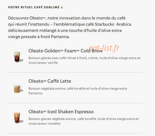 Starbucks Coffee — carte page 29