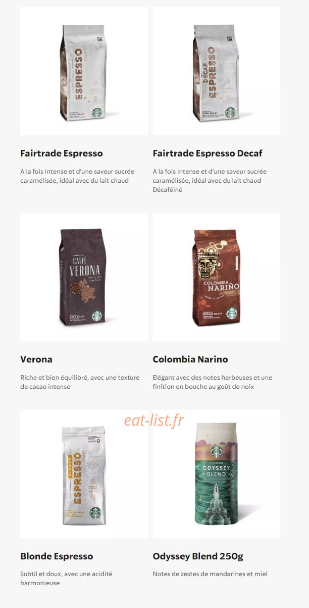 Starbucks Coffee — carte page 31