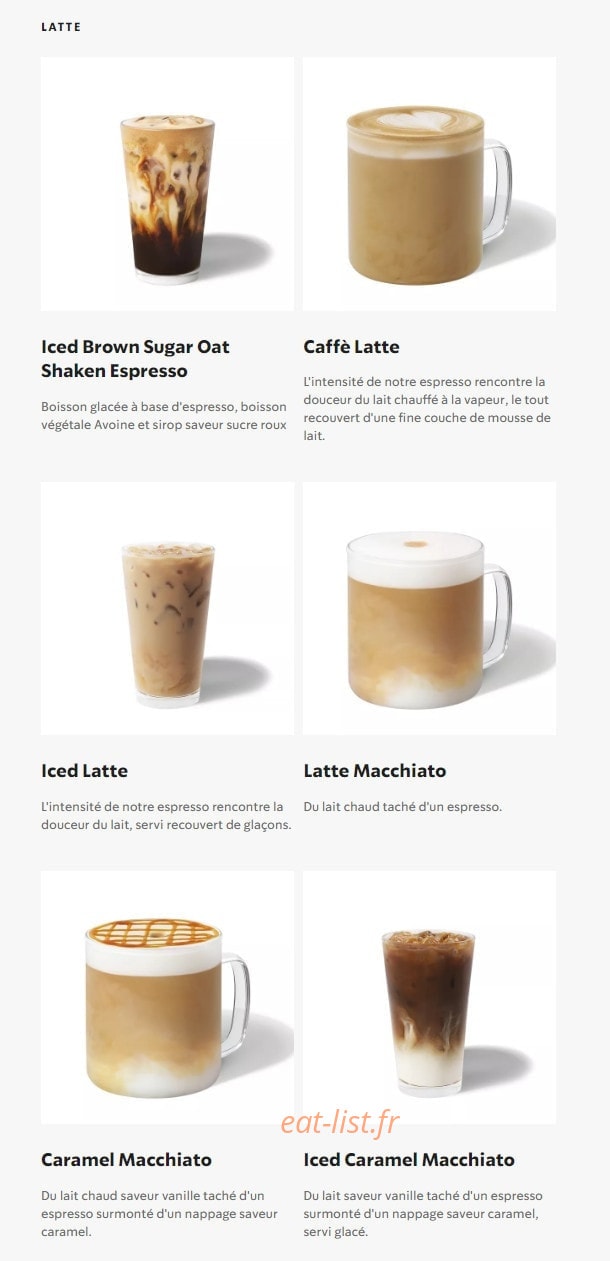 Starbucks Coffee — carte page 3