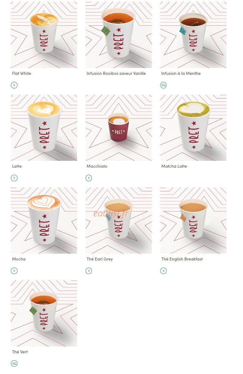 Pret A Manger — carte page 16