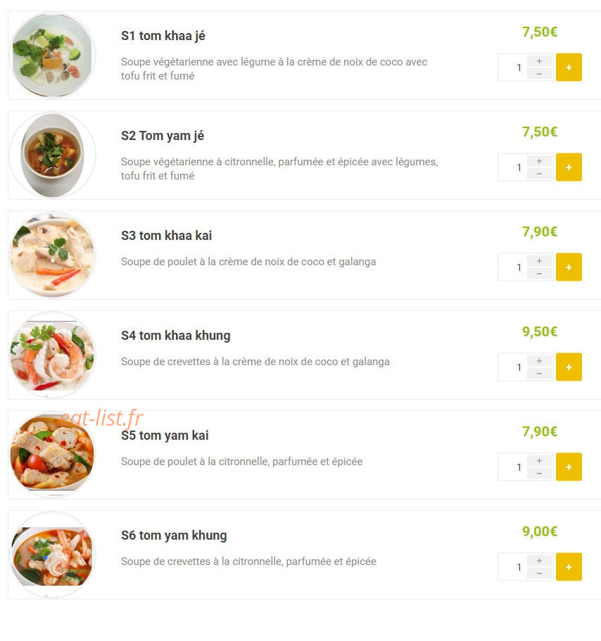 Aim Thaï — carte page 4
