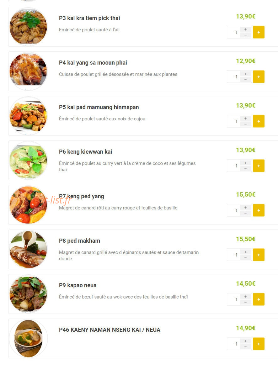 Aim Thaï — carte page 7