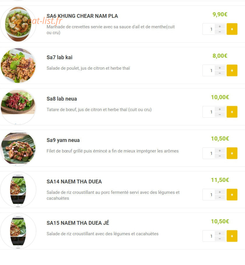 Aim Thaï — carte page 2