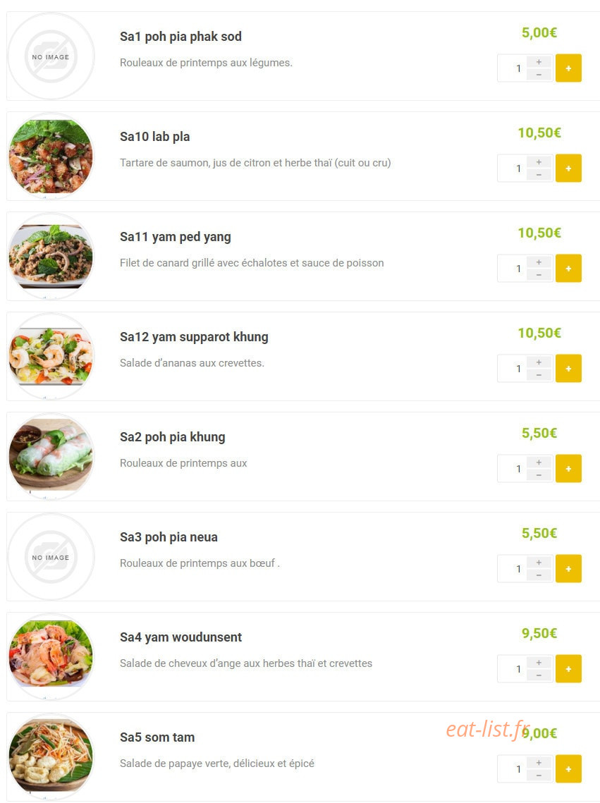 Aim Thaï — carte page 3