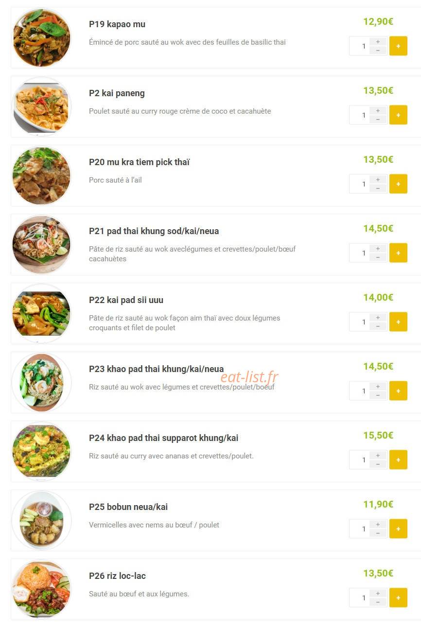 Aim Thaï — carte page 6