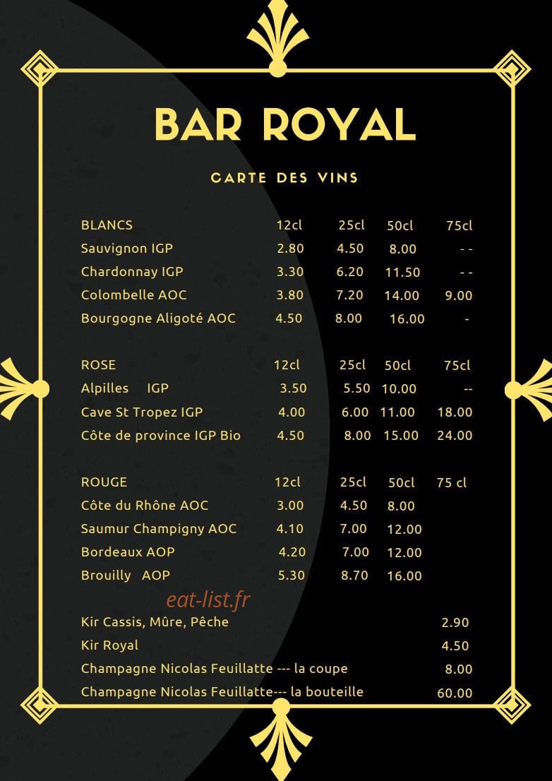 Bar Royal — carte page 8