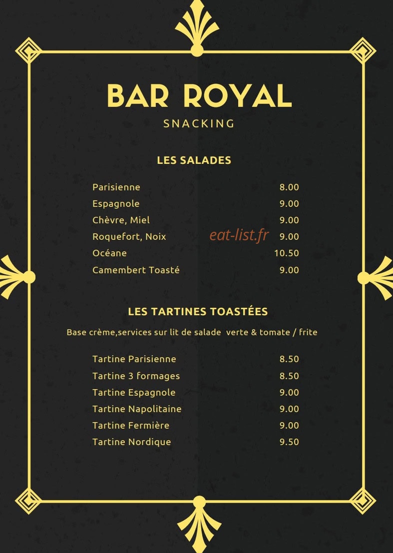 Bar Royal — carte page 4