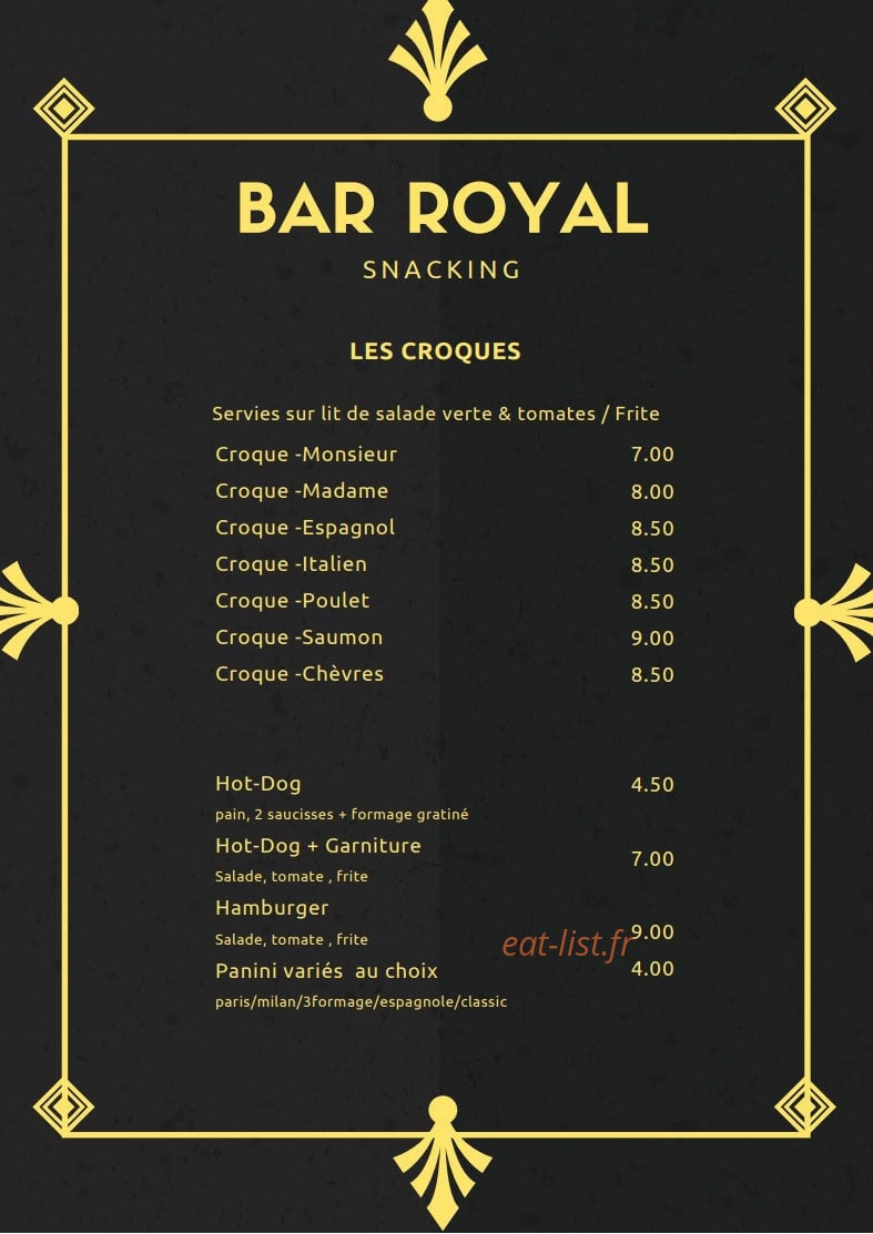 Bar Royal — carte page 5