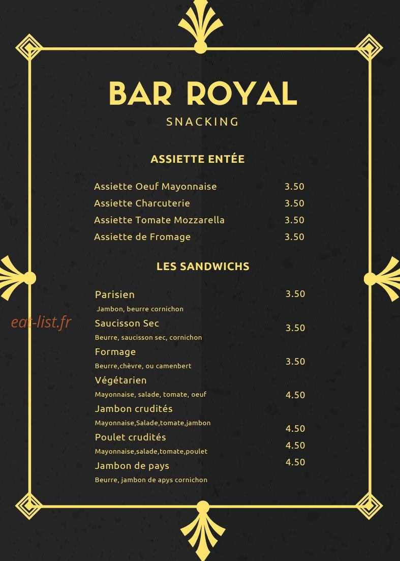 Bar Royal — carte page 3