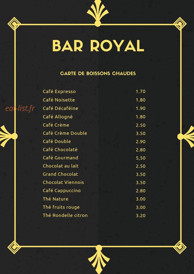 Bar Royal — carte page 9