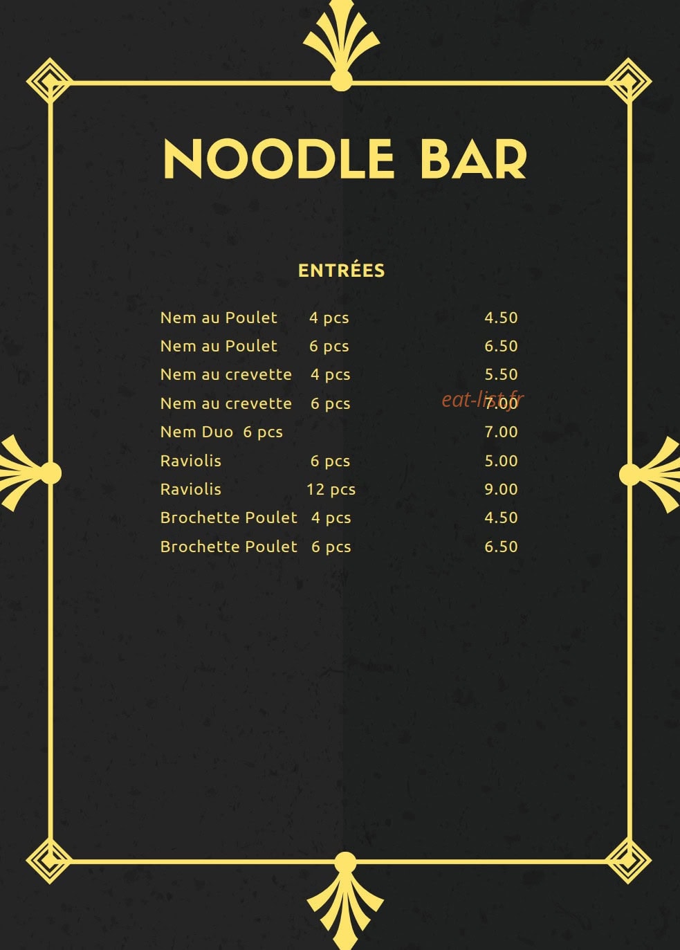 Bar Royal — carte page 1