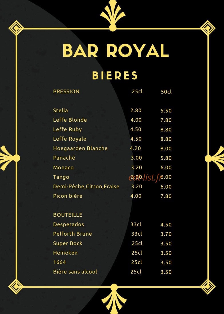 Bar Royal — carte page 6