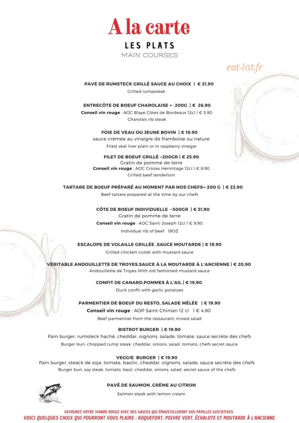 Bistrot du boucher — carte page 2