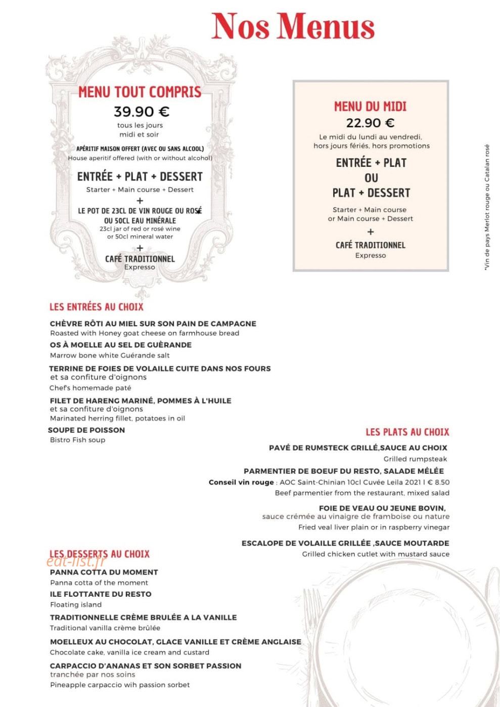 Bistrot du boucher — carte page 4