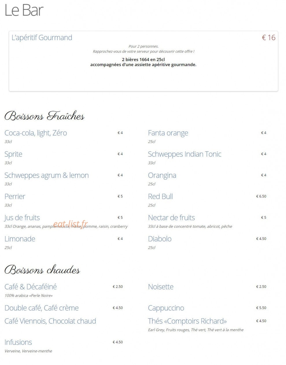 Café Bleu Roi — carte page 6