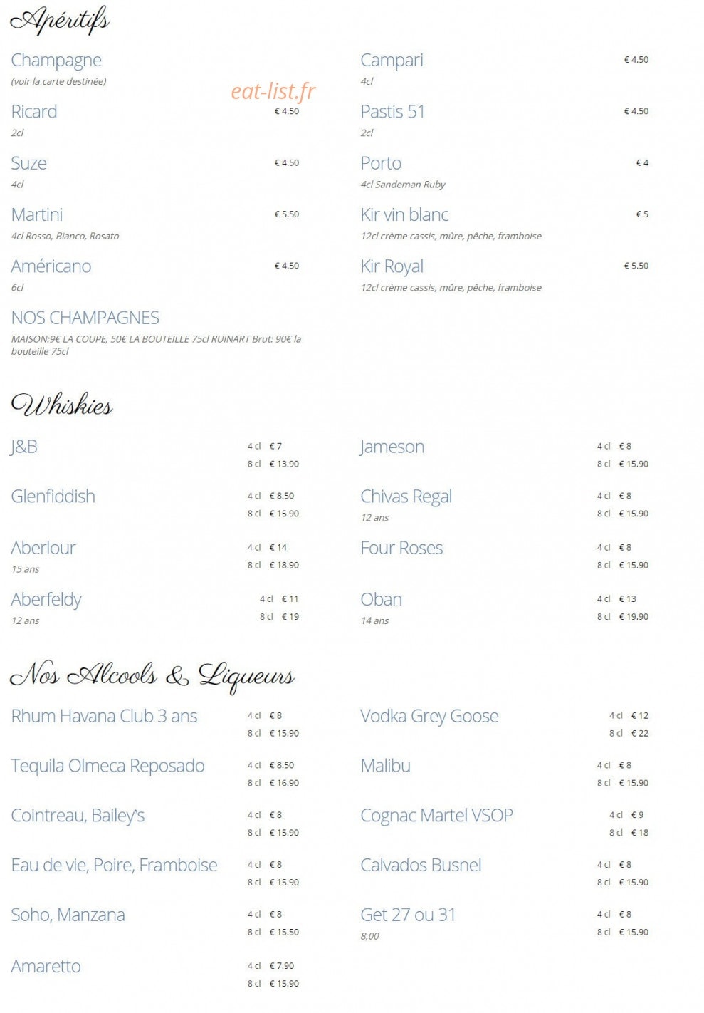 Café Bleu Roi — carte page 7