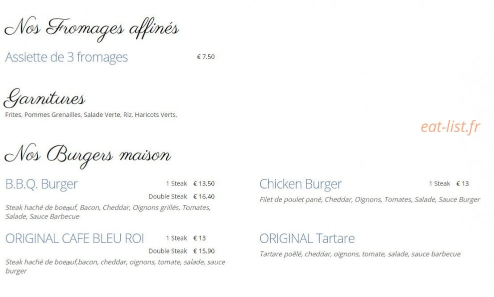 Café Bleu Roi — carte page 3