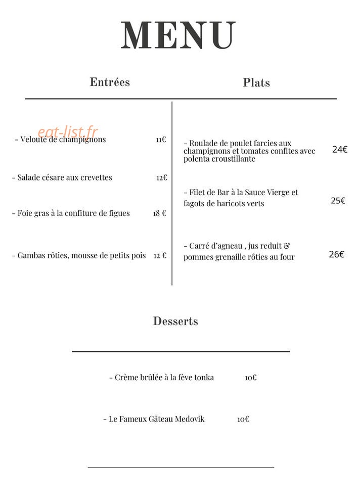 Chez Georges — carte page 1