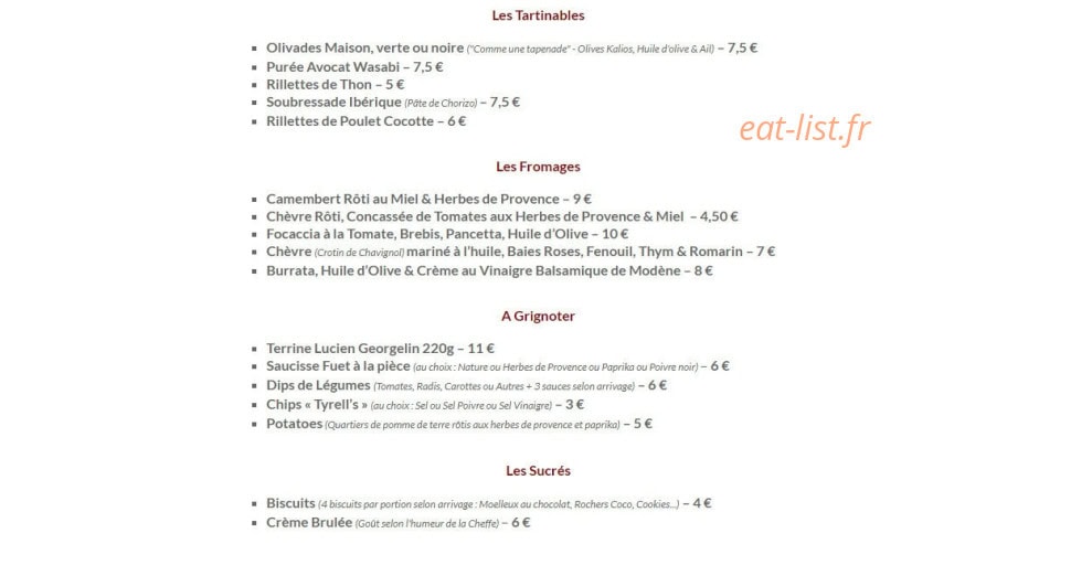 Chez Les Filles — carte page 2