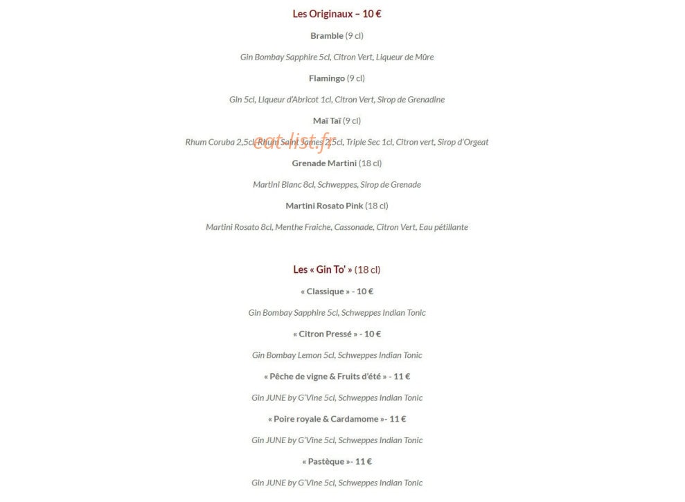 Chez Les Filles — carte page 7