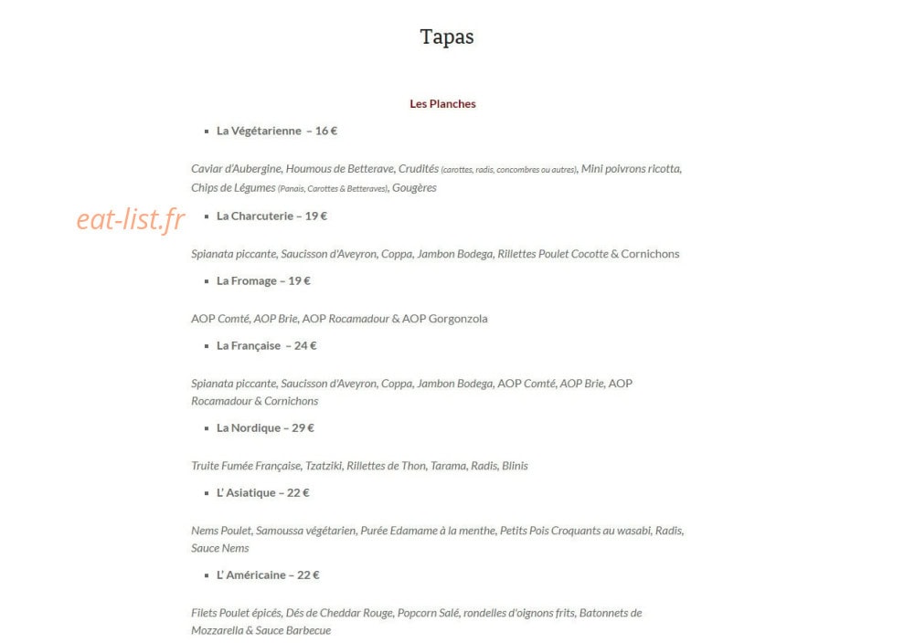 Chez Les Filles — carte page 1