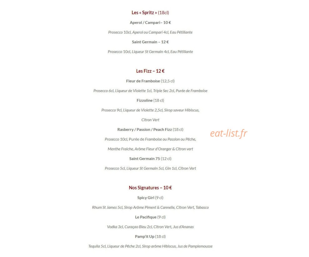 Chez Les Filles — carte page 8