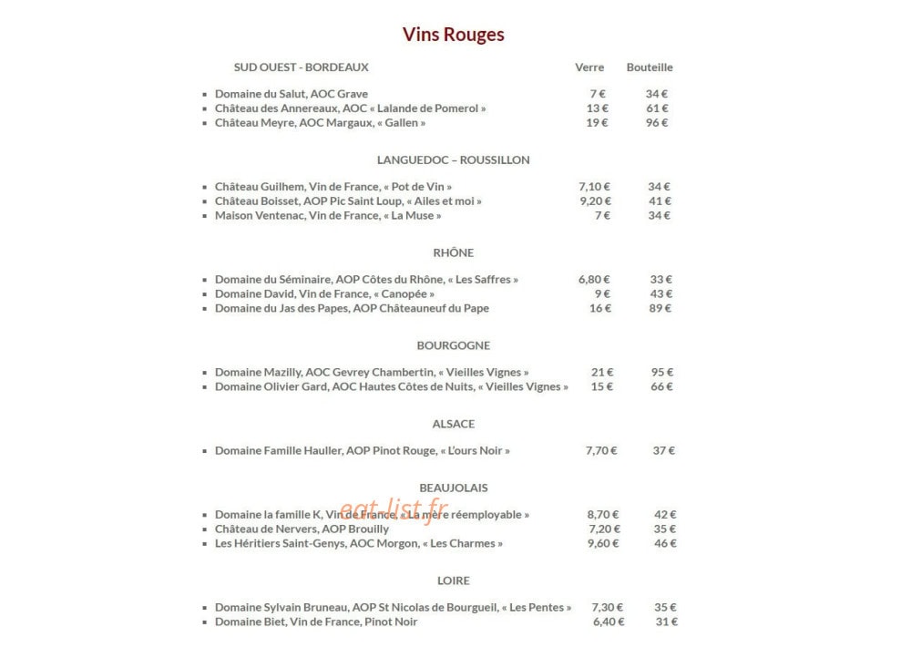 Chez Les Filles — carte page 3