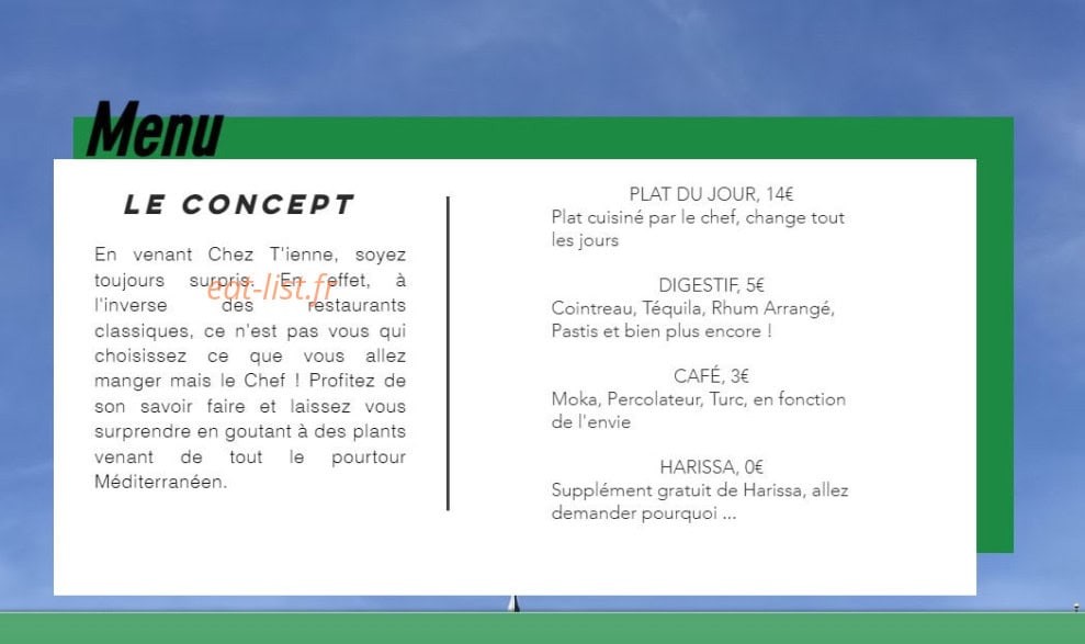 Chez T'ienne — carte page 1
