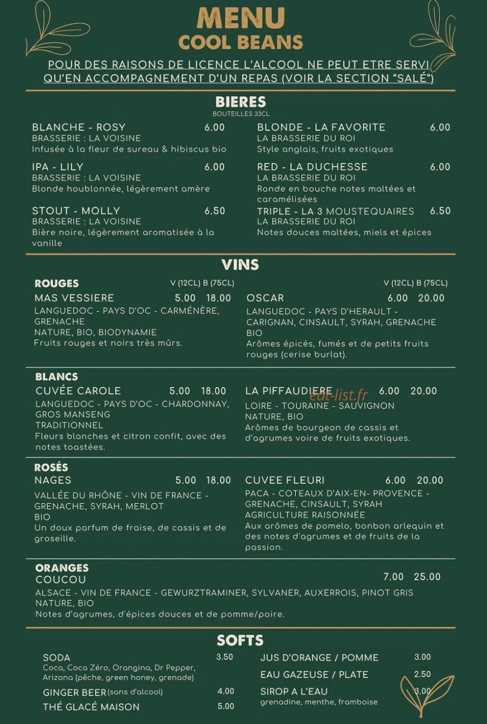 Cool Beans — carte page 2