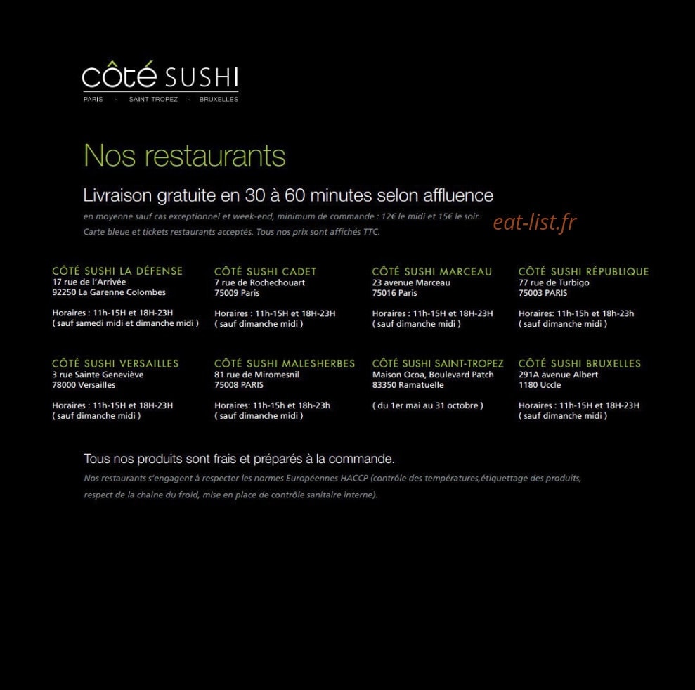 Côté Sushi — carte page 3