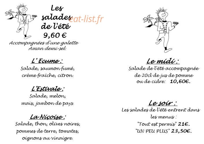 Crêperie Belle Ile — carte page 1