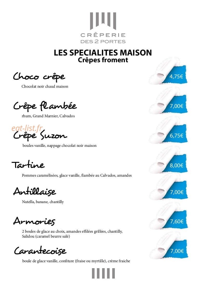 Crêperie des 2 portes — carte page 12