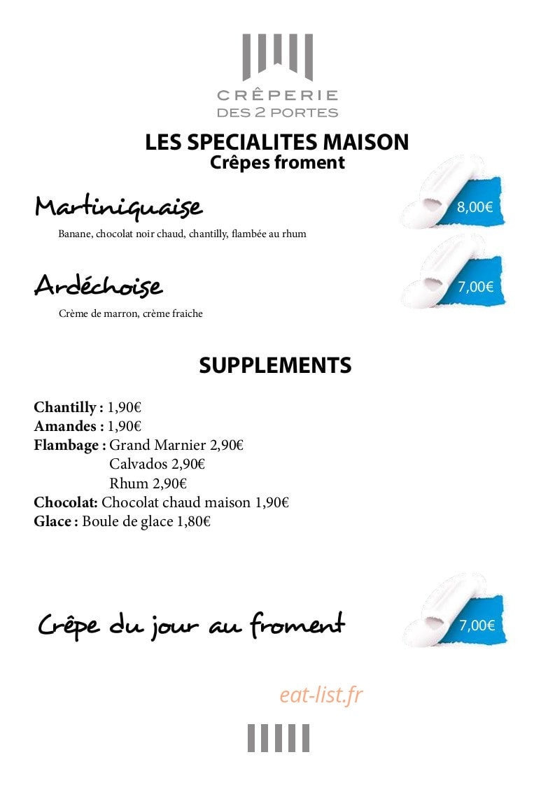 Crêperie des 2 portes — carte page 13