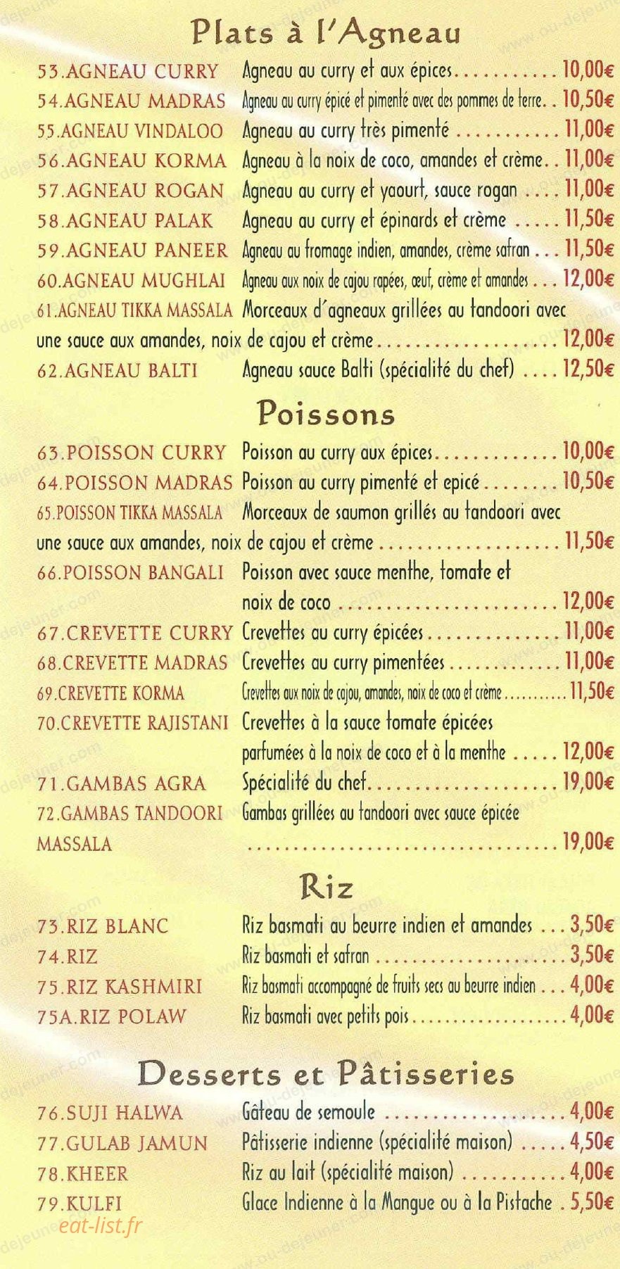 Délice de Agra — carte page 4