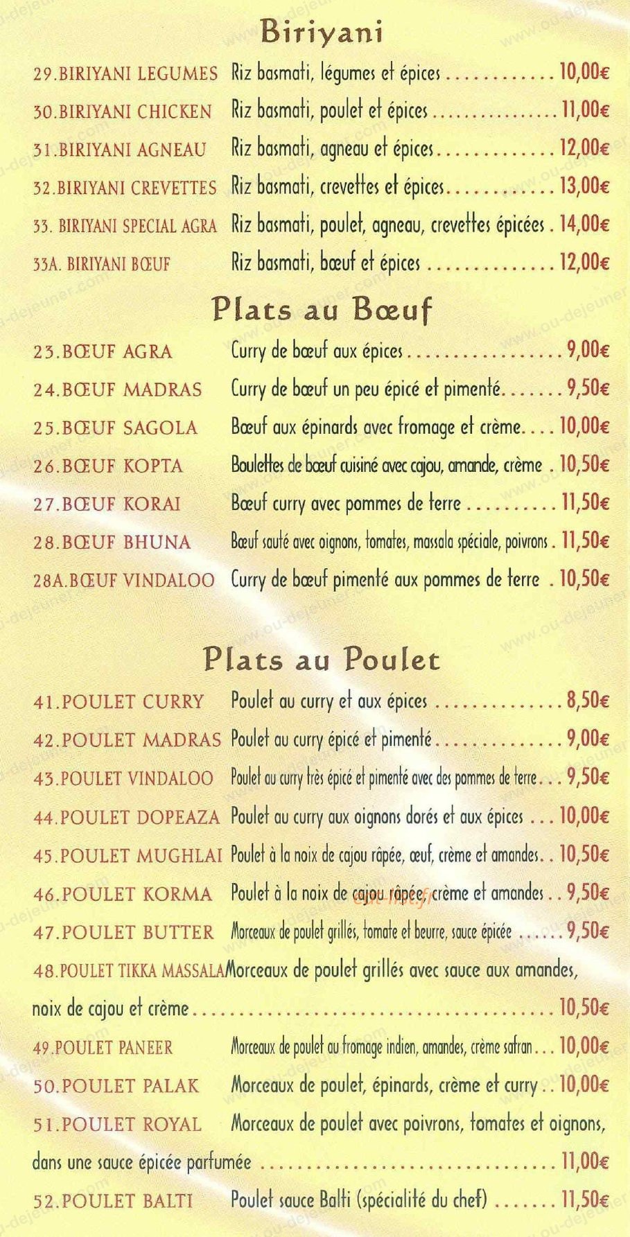 Délice de Agra — carte page 3