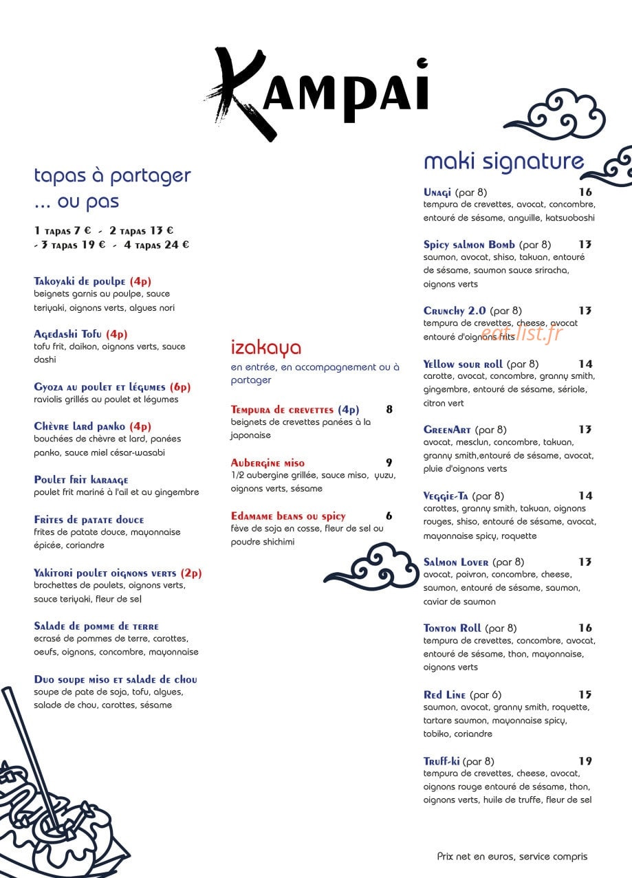Kampai — carte page 1