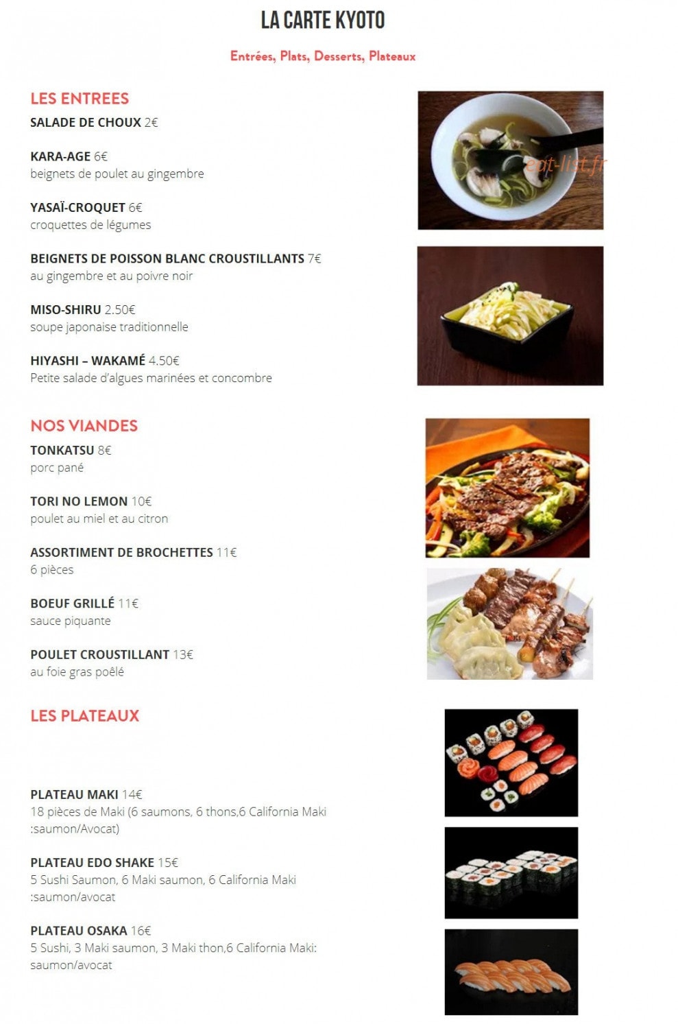 Kyoto Sushi — carte page 1
