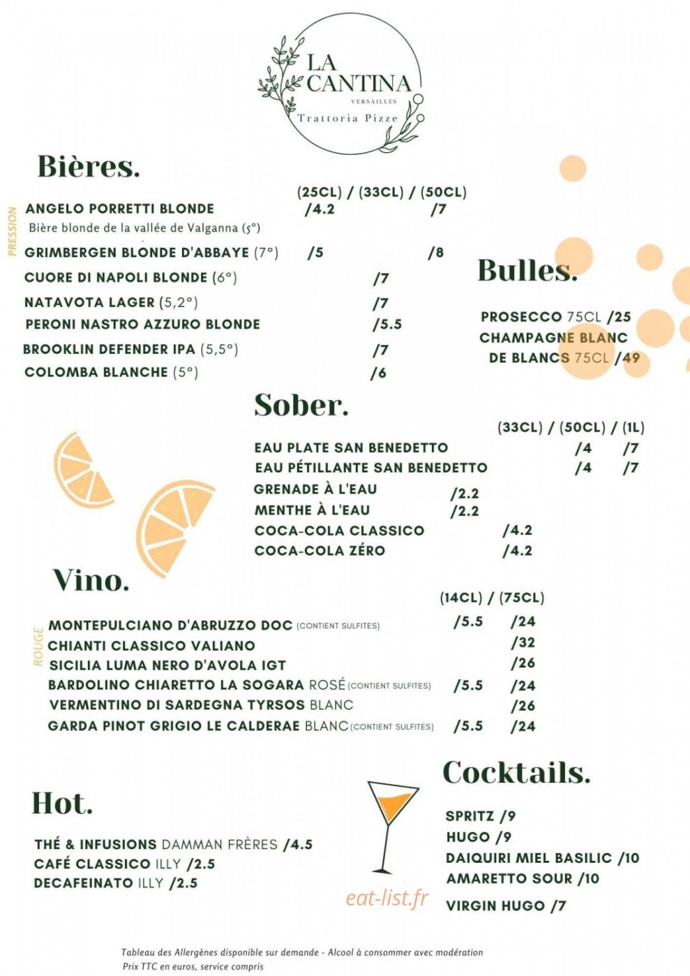 La Cantina — carte page 2