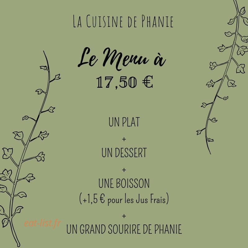 La Cuisine de Phanie — carte page 1