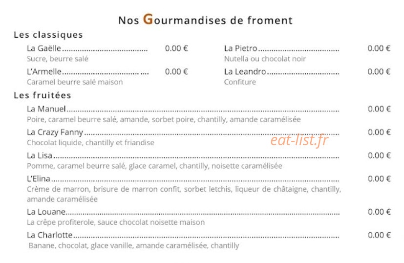 Le Bar à Crêpes — carte page 2