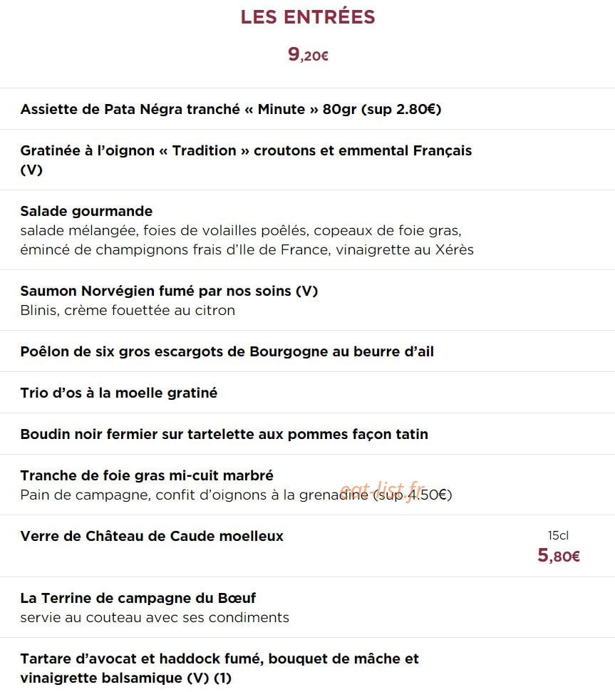 Le boeuf à la mode — carte page 2