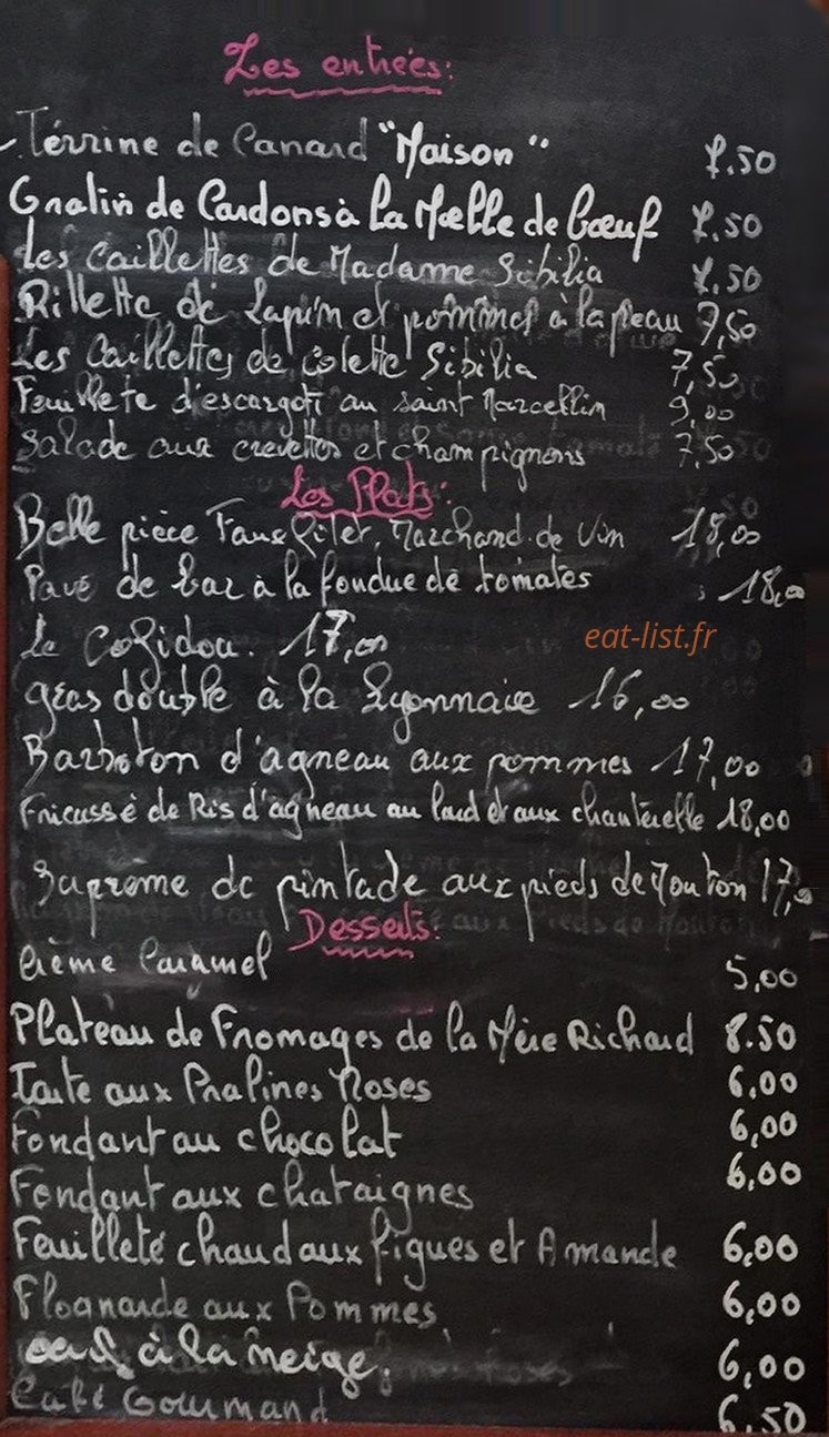 Le Bouchon du Marché — carte page 1