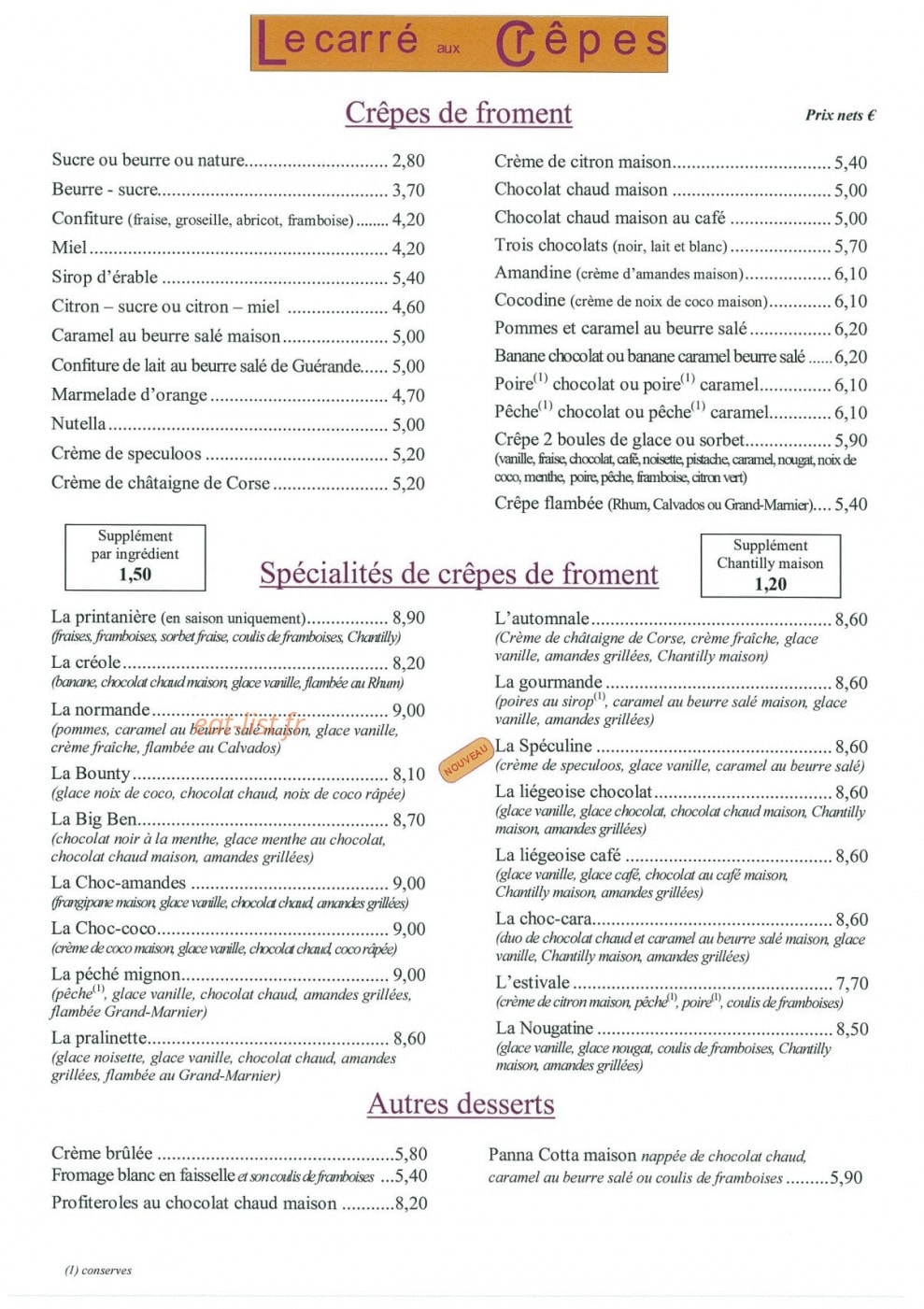 Le Carre Aux Crepes — carte page 3