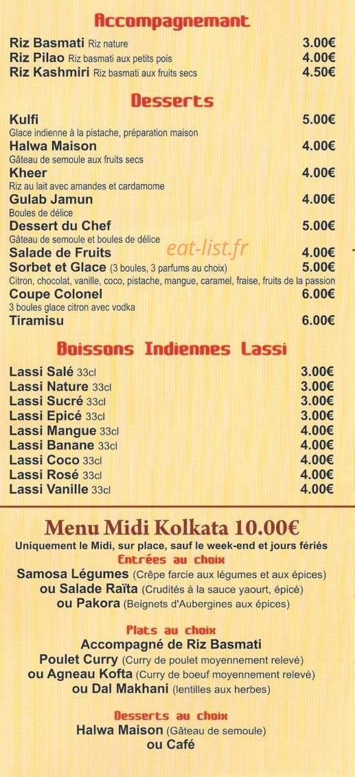 Le Maharajah — carte page 6