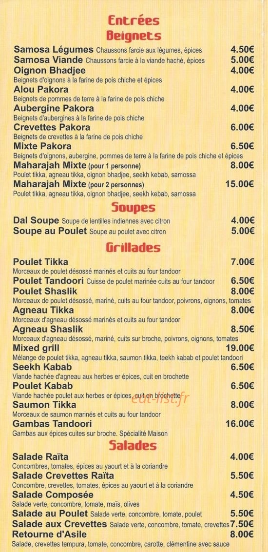 Le Maharajah — carte page 2